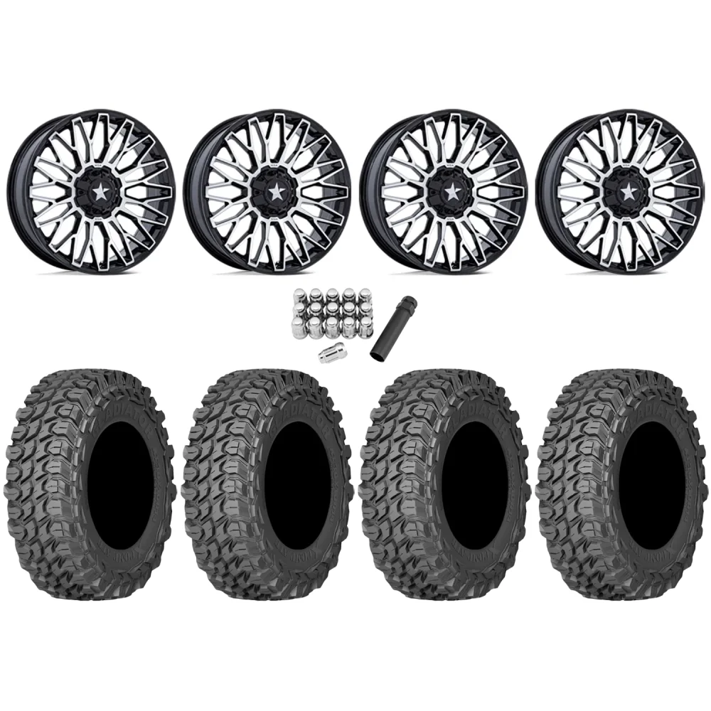 Gladiator X Comp ATR 32x10-14 (10ply) Radial Tires on MSA M50 Clubber Machined Wheels, complete kit
