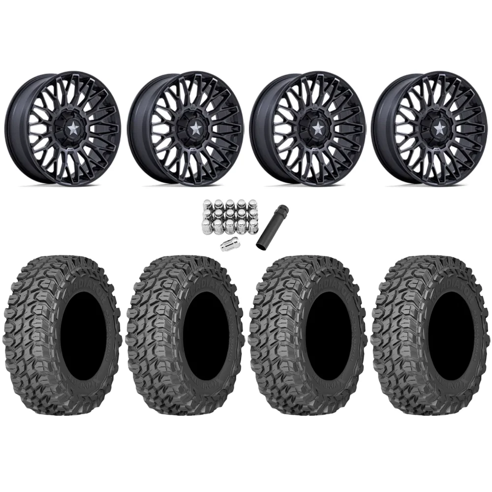 Gladiator X Comp ATR 28x10-14 (10ply) Radial Tires on MSA M50 Clubber Matte Black DDT Wheels, complete kit