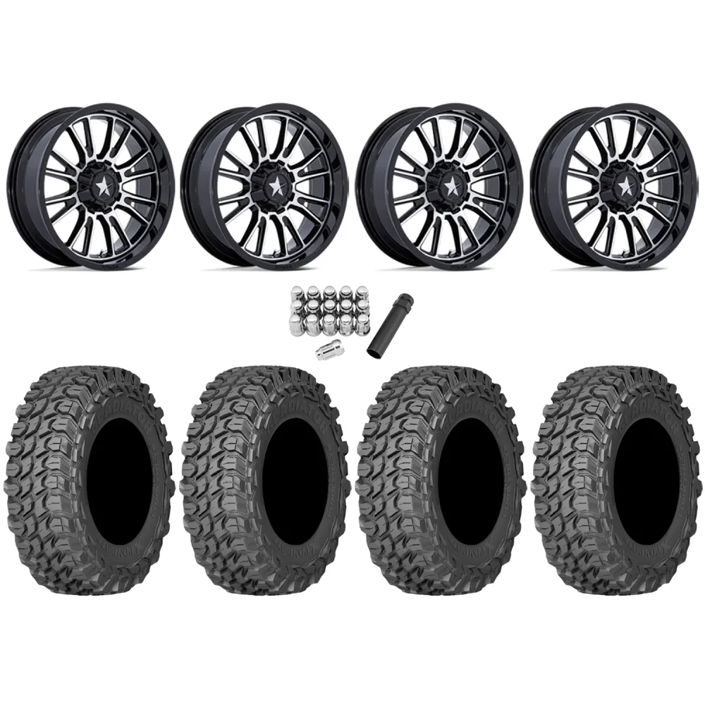 Gladiator X Comp ATR 32x10-14 (10ply) Radial Tires on MSA M51 Thunderlips Machined Wheels, complete kit