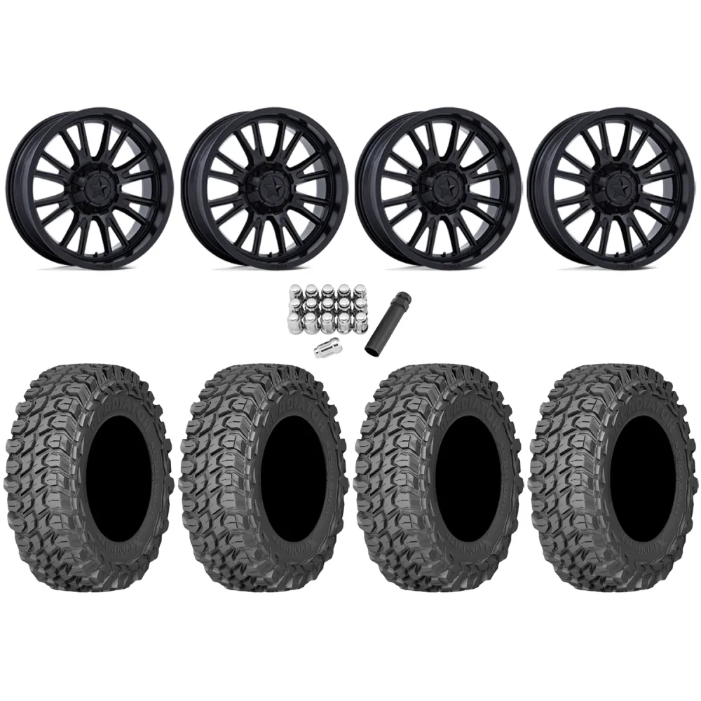 Gladiator X Comp ATR 28x10-14 (10ply) Radial Tires on MSA M51 Thunderlips Matte Black Wheels, complete kit