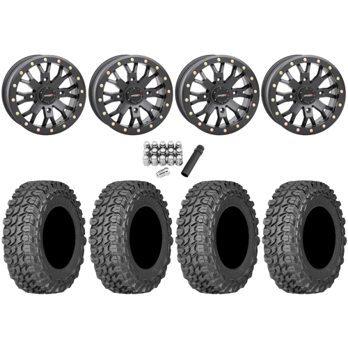 Gladiator X Comp ATR 32x10-14 (10ply) Radial Tires on System 3 Offroad SB-4 Matte Black Beadlock Wheels