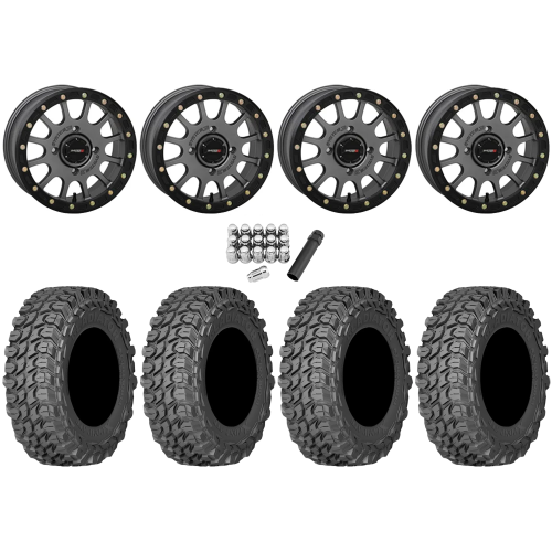 Gladiator X Comp ATR 32x10-14 (10ply) Radial Tires on System 3 Offroad SB-5 Gunmetal Grey Beadlock Wheels