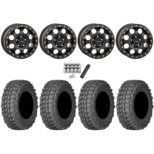 Gladiator X Comp ATR 32x10-14 (10ply) Radial Tires on System 3 Offroad SB-7 Matte Black Beadlock Wheels