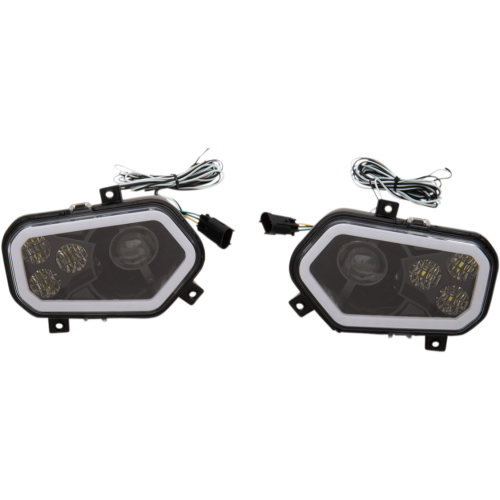 Polaris Ranger 400/500/570/700/800 Moose Racing LED Black Headlights with Halo Polaris Ranger 400/500/570/700/800 Moose Racing LED Black Headlights with Halo