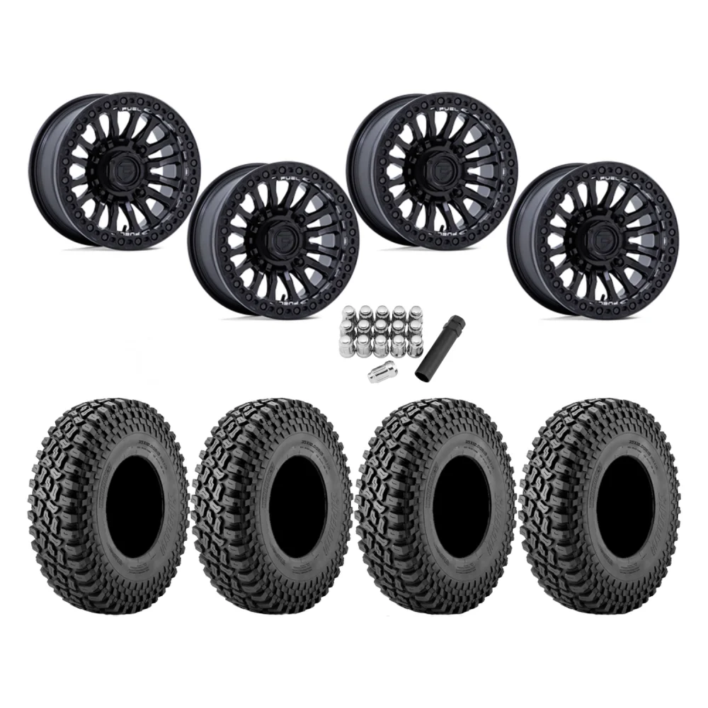 Incursion A/T 32x10-15 Tires on Fuel Rincon Blackout Beadlock Wheels, complete kit
