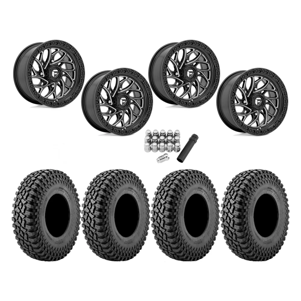 Incursion A/T 32x10-15 Tires on Fuel Runner Gloss Black Milled Wheels, complete kit