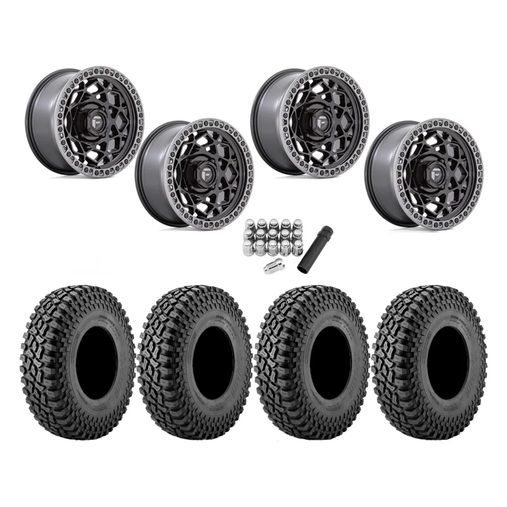 Incursion A/T 32x10-15 Tires on Fuel Unit Matte Black Wheels, complete kit