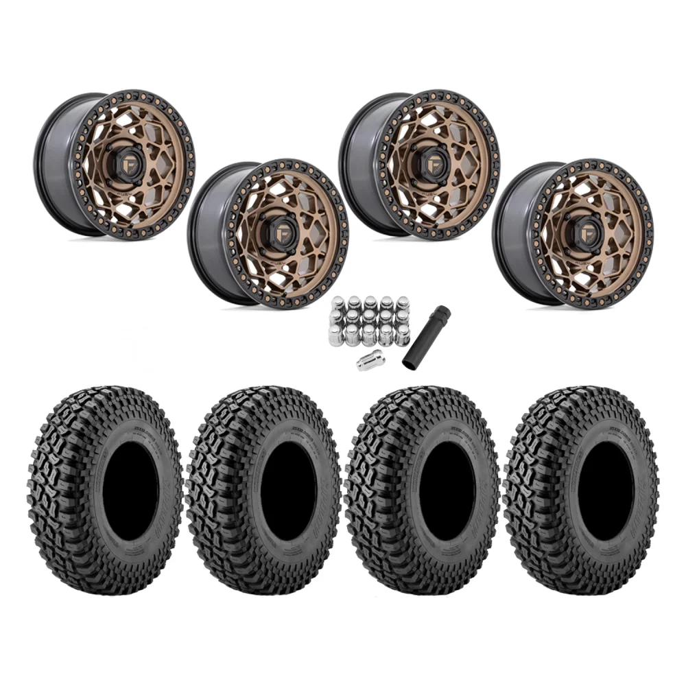 Incursion A/T 35x10-15 Tires on Fuel Unit Matte Bronze Wheels, complete kit