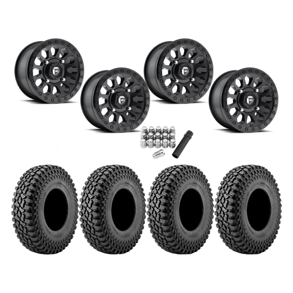 Incursion A/T 28x10-14 Tires on Fuel Vector Matte Black Wheels, complete kit