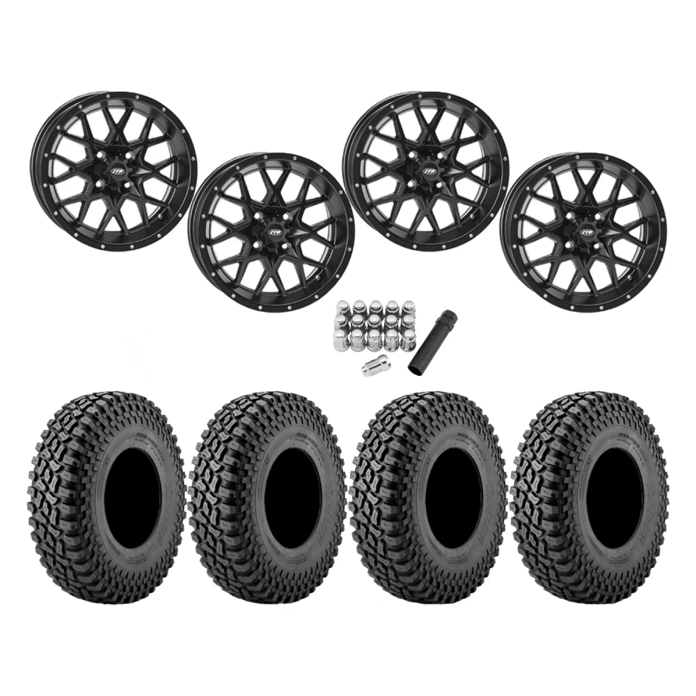 Incursion A/T 35x10-15 Tires on ITP Hurricane Satin Black Wheels, complete kit