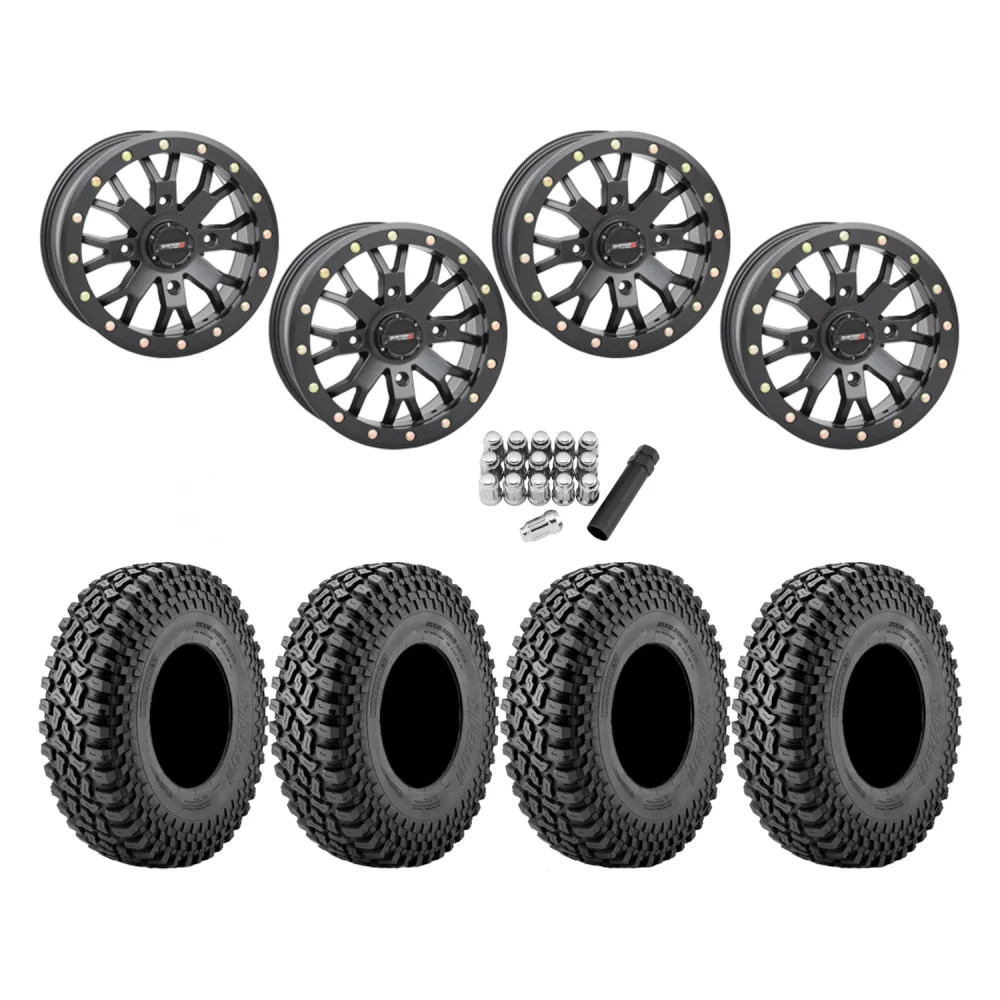 Incursion A/T 32x10-15 Tires on SB-4 Matte Black Beadlock Wheels, complete kit