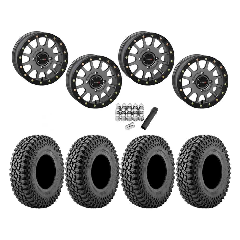 Incursion A/T 35x10-15 Tires on SB-5 Gunmetal Grey Beadlock Wheels, complete kit