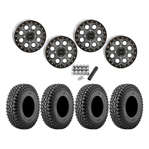 Incursion A/T 28x10-14 Tires on SB-7 Matte Titanium Beadlock Wheels Incursion A/T 28x10-14 Tires on SB-7 Matte Titanium Beadlock Wheels