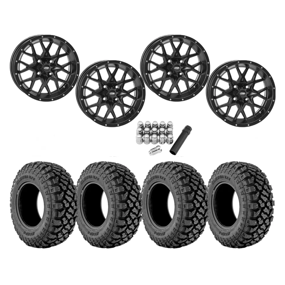 Kenda Klever X/T 32x10-15 Tires on ITP Hurricane Satin Black Wheels, complete kit