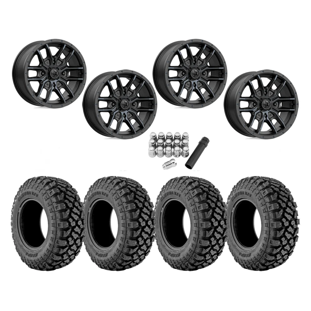 Kenda Klever X/T 32x10-14 Tires on MSA M43 Fang Titanium Tint Wheels, complete kit
