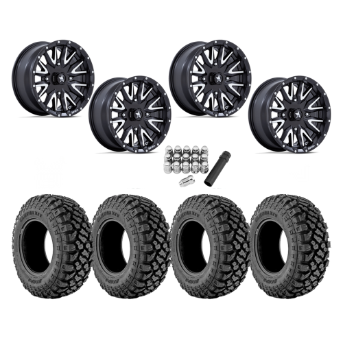 Kenda Klever X/T 28x10-14 Tires on MSA M49 Creed Matte Black & Machined Wheels