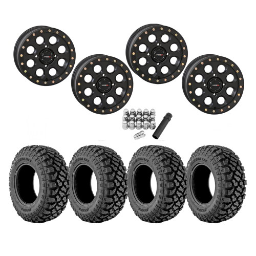 Kenda Klever X/T 28x10-14 Tires on SB-7 Matte Black Beadlock Wheels