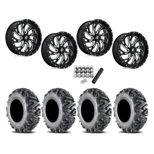 EFX MotoMTC 32x10-18 Tires on Fuel Kompressor Gloss Black Milled Wheels