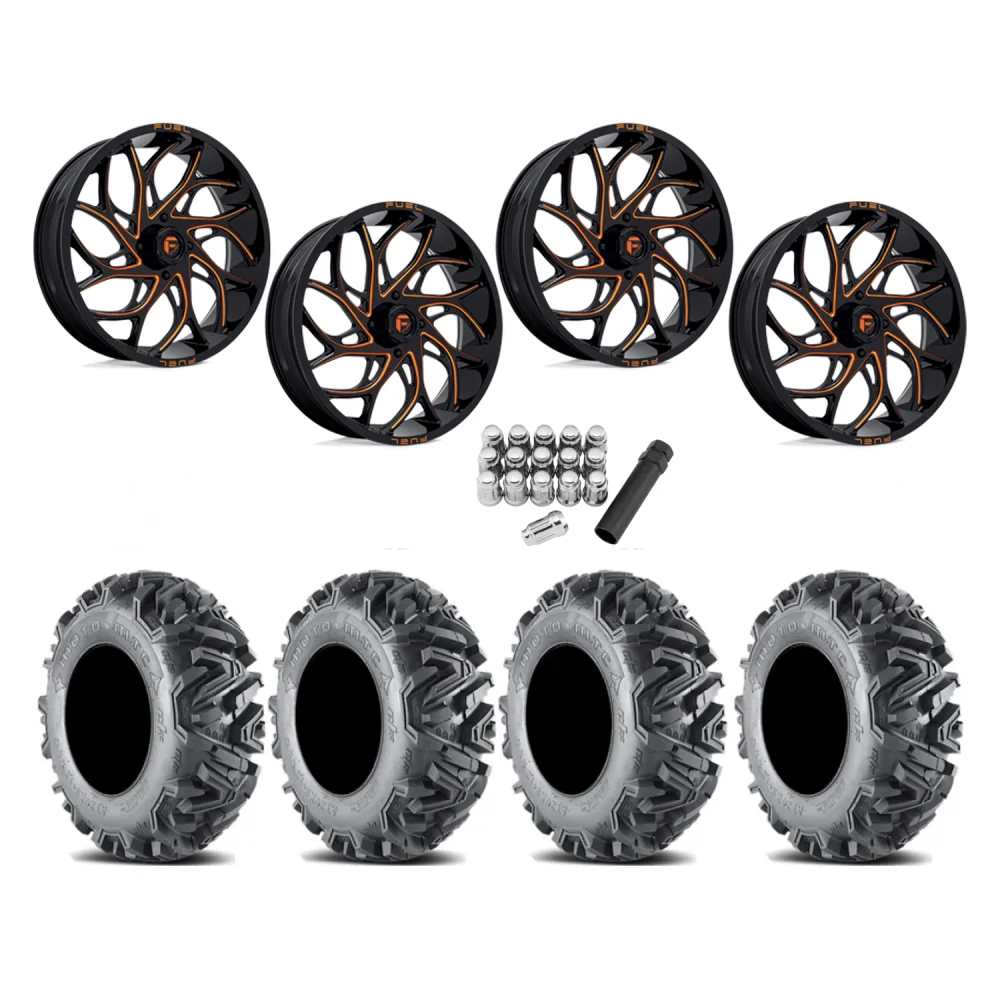 EFX MotoMTC 34x10-20 Tires on Fuel Runner Candy Orange Wheels, complete kit