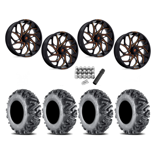 EFX MotoMTC 34x10-20 Tires on Fuel Runner Candy Orange Wheels