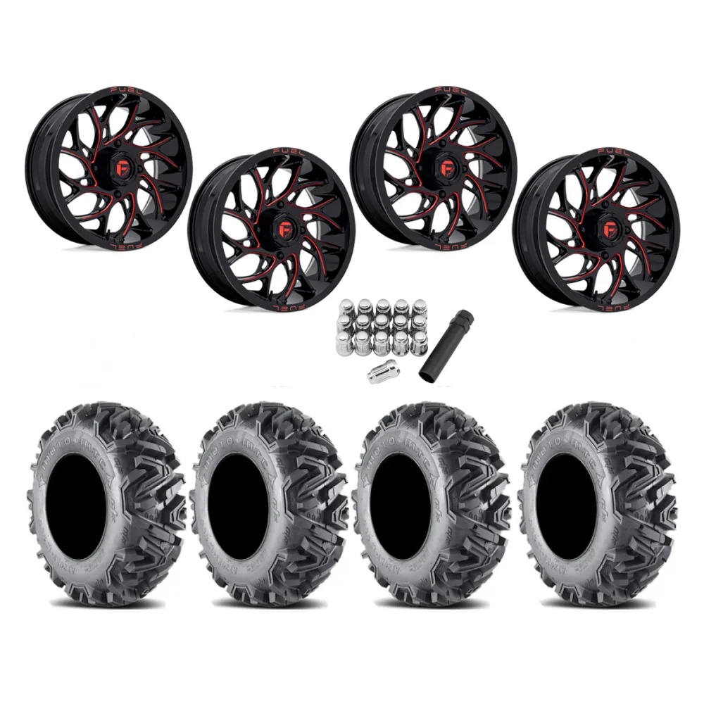 EFX MotoMTC 34x10-20 Tires on Fuel Runner Candy Red Wheels, complete kit