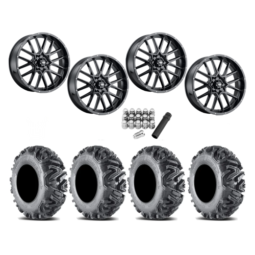 EFX MotoMTC 32x10-18 Tires on ITP Hurricane Gloss Black Wheels