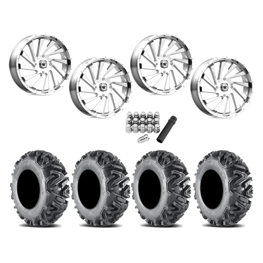 EFX MotoMTC 34x10-20 Tires on MSA M46 Blade Chrome Wheels, complete kit