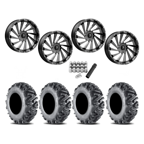 EFX MotoMTC 32x10-18 Tires on MSA M46 Blade Gloss Black Milled Wheels
