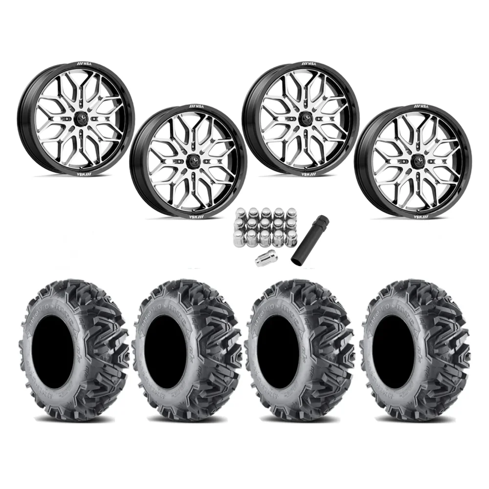 EFX MotoMTC 34x10-20 Tires on MSA M47 Sniper Machined Wheels, complete kit