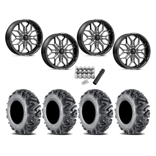 EFX MotoMTC 34x10-20 Tires on MSA M47 Sniper Gloss Black Milled Wheels