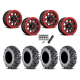 EFX MotoMTC 28x10-15 Tires on Fuel Hardline Gloss Black with Candy Red Beadlock Wheels