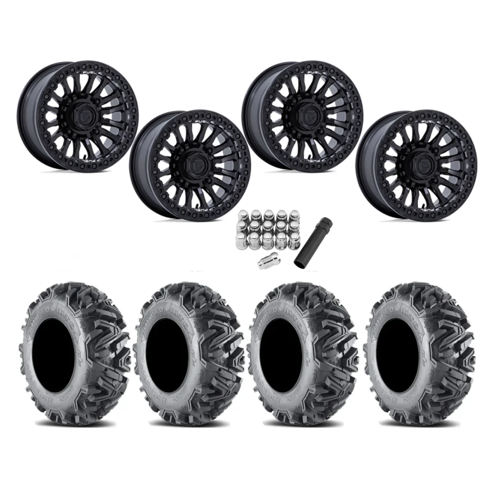 EFX MotoMTC 28x10-15 Tires on Fuel Rincon Blackout Beadlock Wheels, complete kit