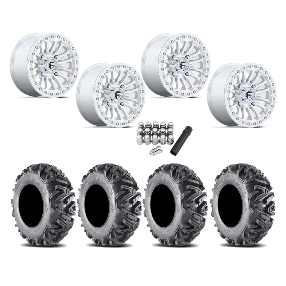 EFX MotoMTC 28x10-15 Tires on Fuel Rincon Machined Beadlock Wheels, complete kit