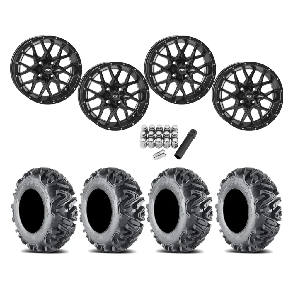 EFX MotoMTC 30x10-16 Tires on ITP Hurricane Satin Black Wheels, complete kit