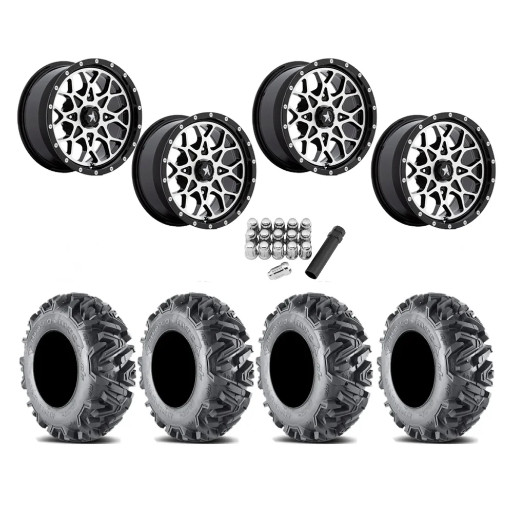 EFX MotoMTC 28x10-15 Tires on MSA M45 Portal Machined Wheels, complete kit