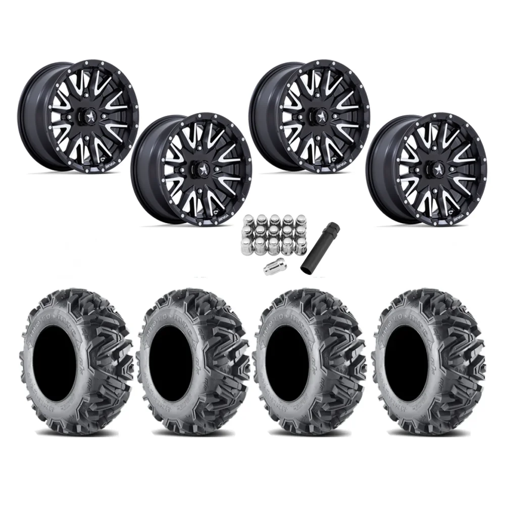 EFX MotoMTC 27x10-14 Tires on MSA M49 Creed Matte Black & Machined Wheels, complete kit