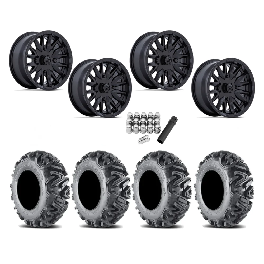 EFX MotoMTC 30x10-16 Tires on MSA M49 Creed Matte Black Wheels, complete kit