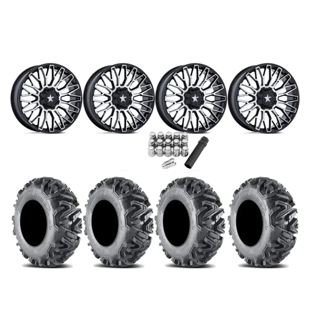 EFX MotoMTC 26x9-14 & 26x11-14 Tires on MSA M50 Clubber Machined Wheels, complete kit