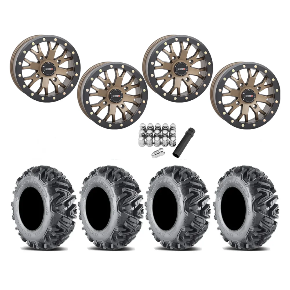 EFX MotoMTC 28x10-14 Tires on SB-4 Bronze Beadlock Wheels, complete kit
