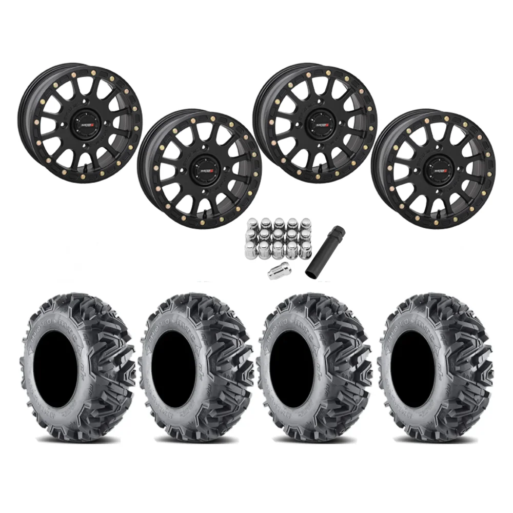 EFX MotoMTC 28x10-15 Tires on SB-5 Matte Black Beadlock Wheels, complete kit