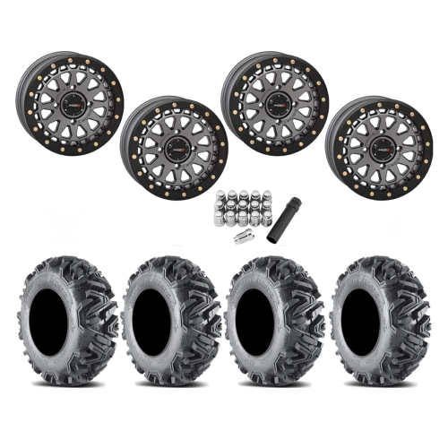 EFX MotoMTC 28x10-15 Tires on SB-6 Gunmetal Grey Beadlock Wheels