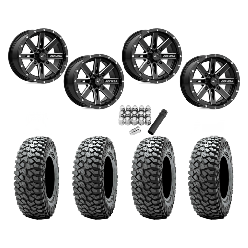Obor RocScraper 32x10-15 Tires on MSA M41 Boxer Gloss Black Milled Wheels