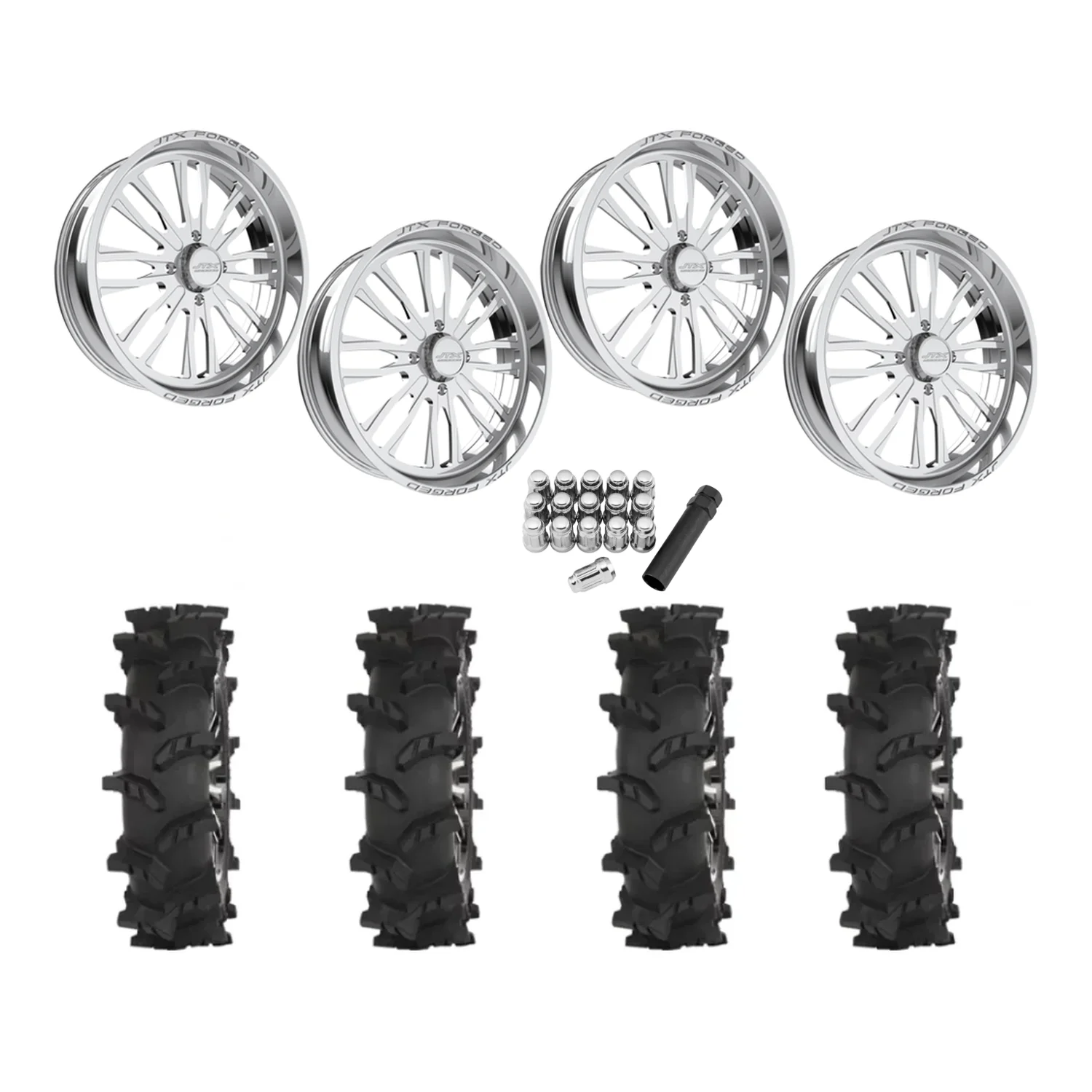 High Lifter Outlaw Max 37x10-22 tires on JTX Forged Enclave polished wheels
