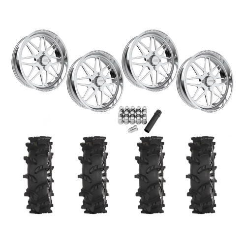 High Lifter Outlaw Max 37x10-22 Tires on JTX Forged Prism Polished Wheels