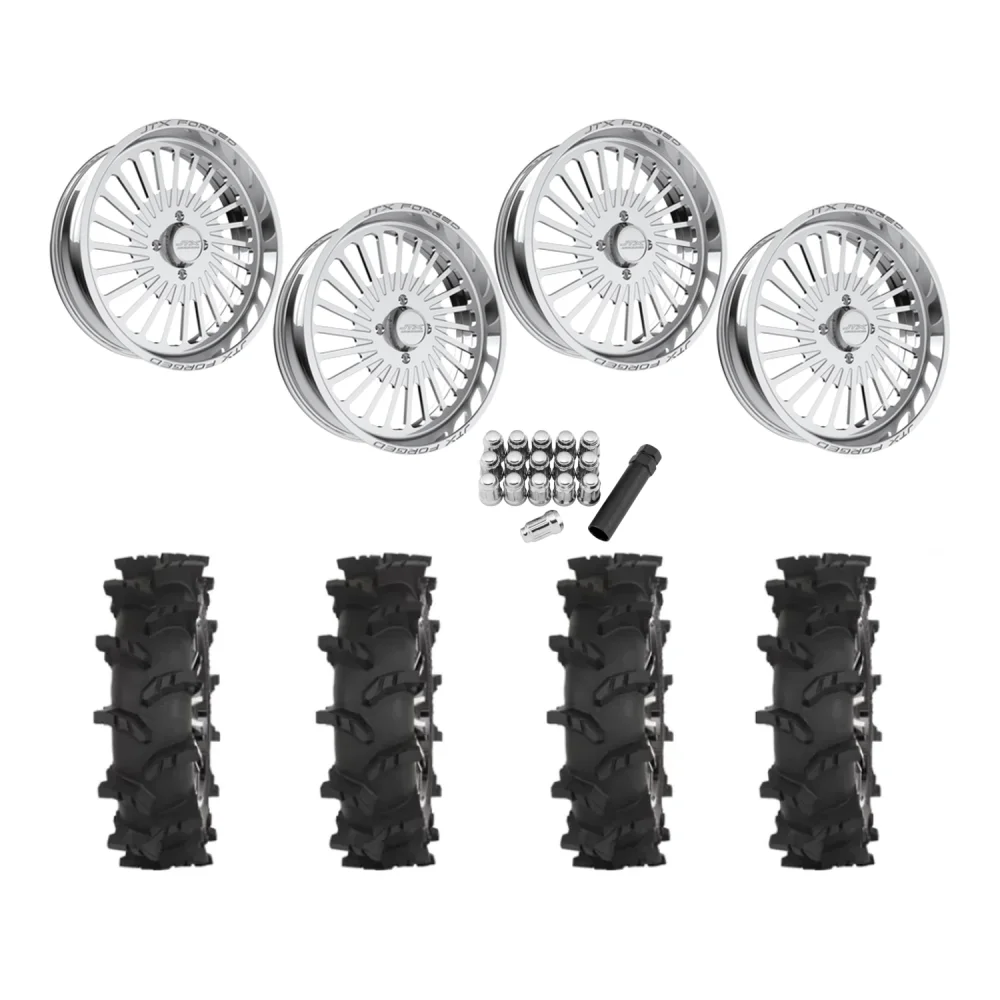 High Lifter Outlaw Max 35x10-22 Tires on JTX Forged Reaper Polished Wheels, complete kit