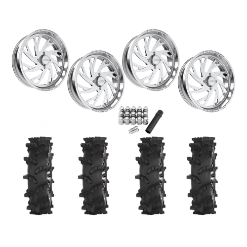 High Lifter Outlaw Max 37x10-22 Tires on JTX Forged Sawback Polished Wheels