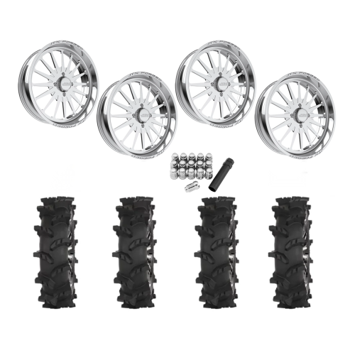 High Lifter Outlaw Max 37x10-22 Tires on JTX Forged Silencer Polished Wheels