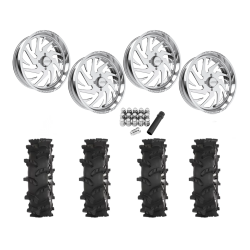 High Lifter Outlaw Max 44x10-24 Tires on JTX Forged Splinter Polished Wheels
