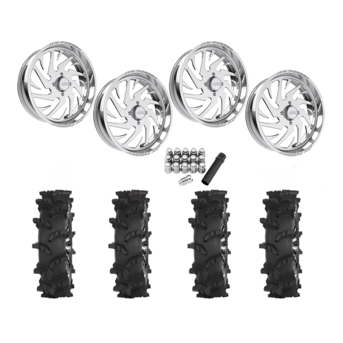 High Lifter Outlaw Max 37x10-22 Tires on JTX Forged Splinter Polished Wheels