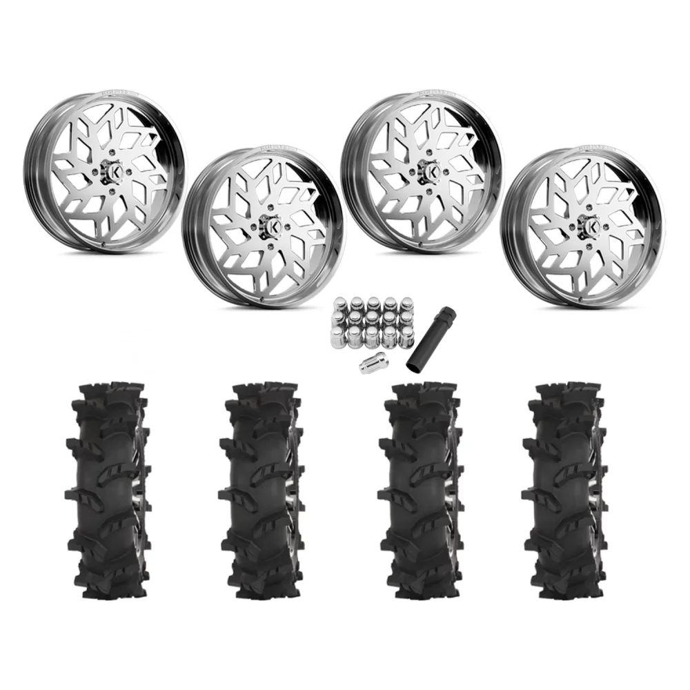 High Lifter Outlaw Max 37x10-24 Tires on KG1 Forged KU021 Kreator Polished Wheels, complete kit